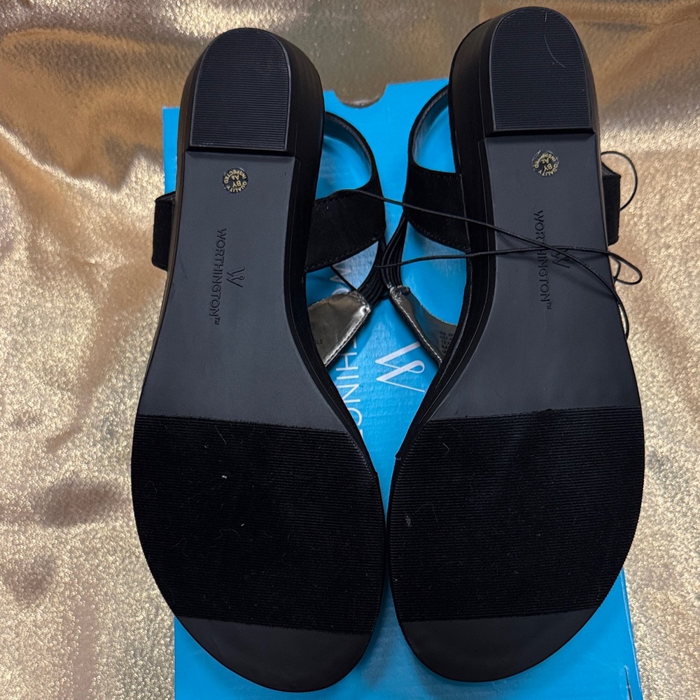 Worthington Wor Odette Black Sandals with Jewel Embellishments - Size 9 NWT - Picture 6 of 11